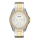 Fossil Riley Reloj De Pulsera Para Mujer 38mm Plateado/dorad