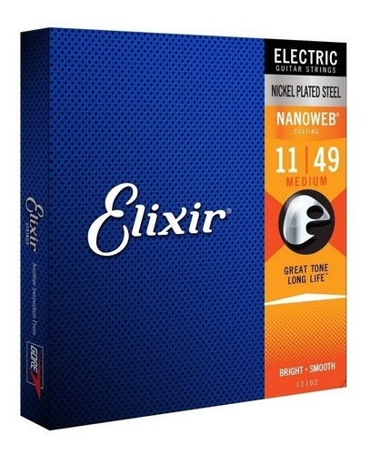 Encordoamento Elixir Guitarra 011 Nanoweb Anti Rust Medium