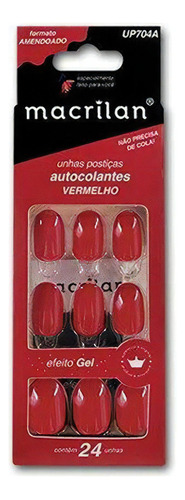 Unhas Postiças Autocolantes Amendoado Macrilan Vermelho