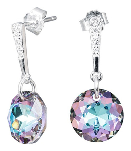 Joyas Aros Cristal Swarovksi Y Plata 925 Aurora Boreal