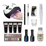 Kit Polygel 30ml Cabina 36w+ Pincel+ Lima+ Molde+ Top+ Base