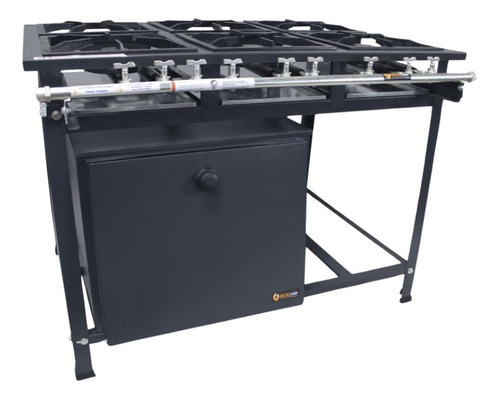 Fogão Industrial Metalfour 6 Bocas Com Forno Gás Glp