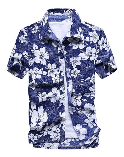 Camisa Casual Hawaiana Talla Grande Para Hombre Con Estampad