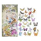 Set De 60 Stickers Vintage Romántico Mariposas Scrapbooking