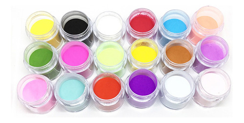 18 Colors Acrílico Uñas Arte De Talla Polvo Decoración