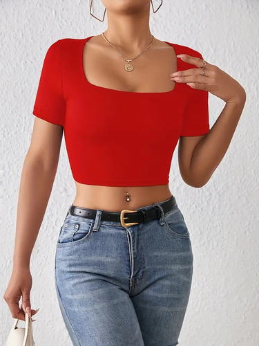 Crop Top 100% Algodón Lycra Premium, Confección Nacional-02