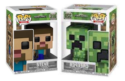 Combo Funko Pop Steve+creeper Minecraft Fornite Regalo