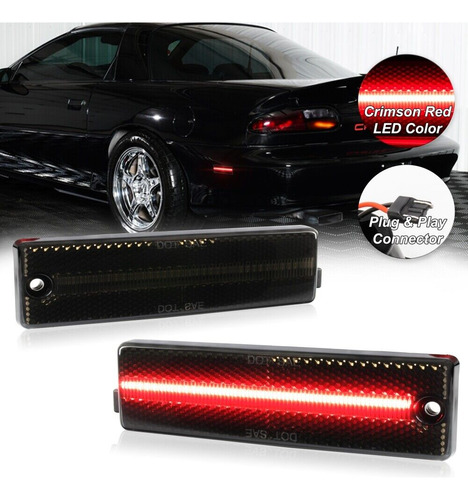 For 1993-2002 Chevy Camaro Smoked Lens Red Led Rear Bump Aag