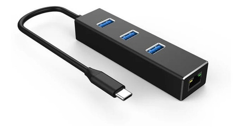 Hub Adaptador Tipo C Con 3 Puertos Usb Y Entrada Rj 45