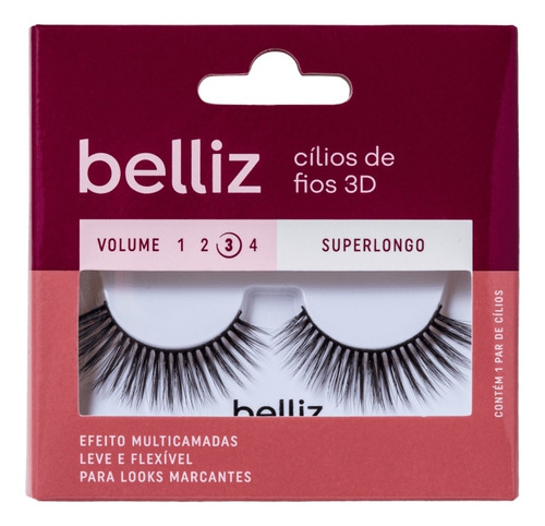 Belliz Cilios De Fios 3d Superlongo Volume 3 -214 Cod.2655