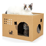 Casa De Cartón Para Gatos Con 2 Almohadillas Rascadoras
