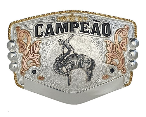 Fivela Campeão Montaria Em Cavalo (prata/ouro)