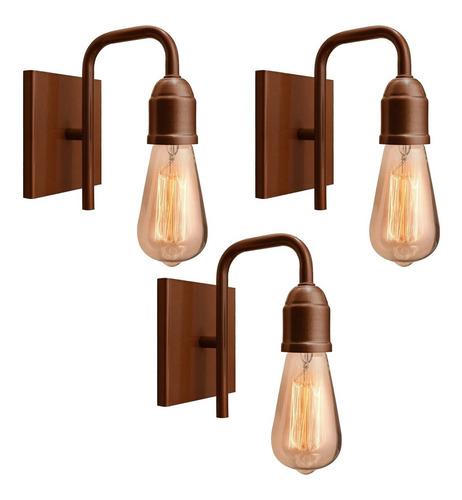 Pack X3 Lampara Aplique Pared Moderno Vintage Industrial