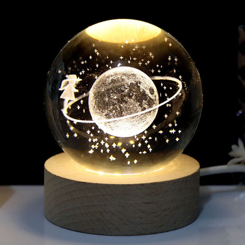 Lámpara Planet 3d Con Forma De Bola De Cristal, 6 Cm
