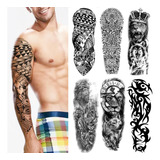 Tatuaje Temporal De Animal Feroz P/brazo P/hombre, 6 Hojas