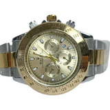 Reloj Daytona Combinado Dorado  Cuarzo Cronos Decorativos 