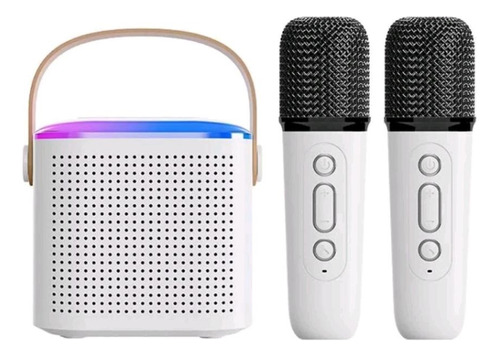 Mini Karaoke  Bluetooth Caixa Som Com 2 Microfone Muda Voz