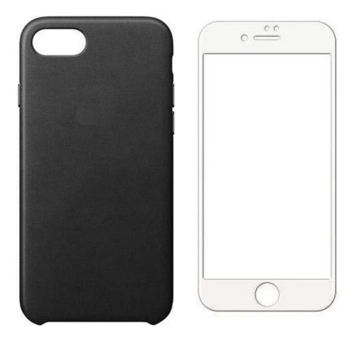 Capinha Para iPhone 7 Plus Preto + Pelicula 3d Branco