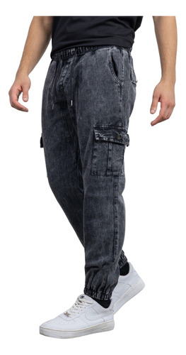 Pantalon Cargo Hombre Jogger Mom Jean Elástico Puños Premium