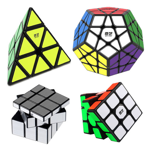 Cubo Rubik Pack Qiyi Megaminx + Pyraminx + Mirror + 3x3
