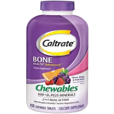 Caltrate 600+D3 Suplemento Calcio y Vitaminas 155 Tabletas Frutas | Envío gratis