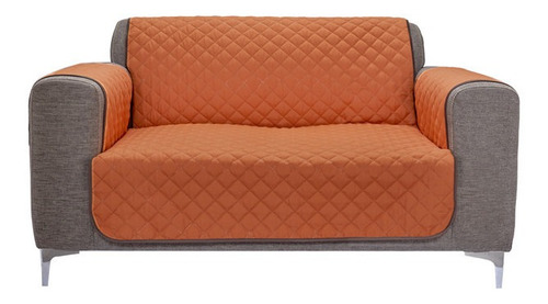 Protector De Sillon 2 Plazas Naranja  Modena Dos Vistas Liso