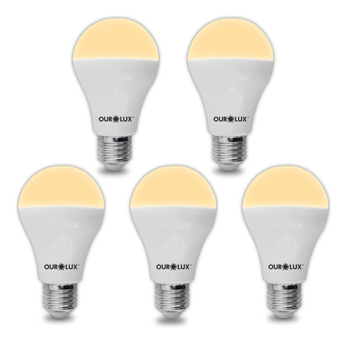 Kit 5 Lâmpadas Led Bulbo A60 15w 3000k Luz Amarela Ourolux