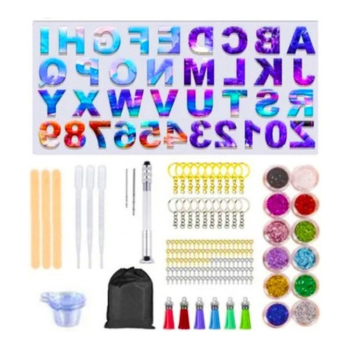 Forma De Alfabeto De Silicone Para Chaveiro De Resina 152pcs