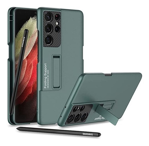 Funda Para  Samsung Galaxy S21 Ultra Con Porta S-pen Verde