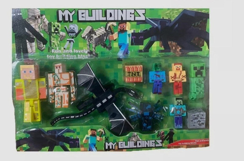 Kit Bonecos Minecraft Ender Dragon Cartela 10 Personagens