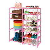 7-tier Large Pink Shoe Rack, 24-30 Pairs Tall Shoe Orga...