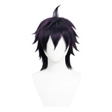 Peluca De Cosplay De Anime Para Hombre, Peluca Morada Con Fl