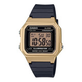 Reloj Casio Deportivo Liviano W-217hm-9avdf Unisex Original Correa Negro Fondo Dorado