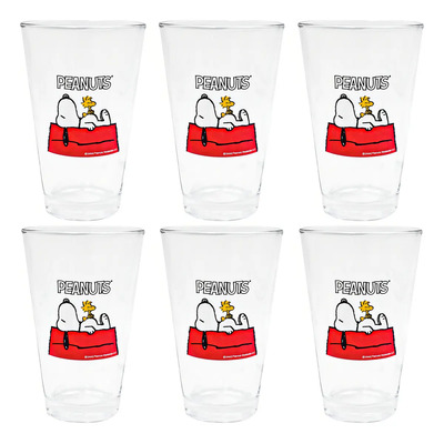 Set de 6 Vasos de Vidrio 300ml Diseño Snoopy Peanuts Transparente | Meses sin interés