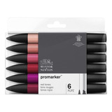 Winsor & Newton Promarker Set, 6 Unidades, Tonos Rojos