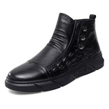 Botas Para Hombre Zapatos De Charol Casual Plataforma Negras