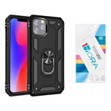 Funda De Uso Rudo Tipo Anillo Para Motorola G100 + Mica