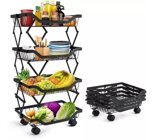 Carrito Verdulero Frutero Organizador De Cocina Metal Rueda