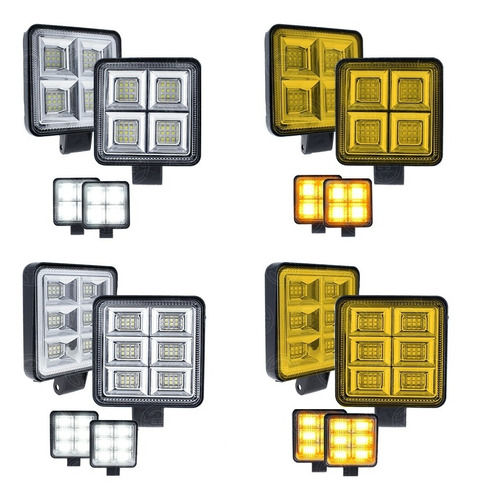 Par Faros 36 Led Cuadrados Auxiliar Fija Estrobo Paneles