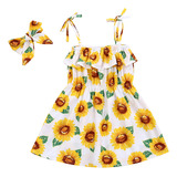 Vestido De Niña Con Tirantes, Girasoles, Princesa, Ropa Casu