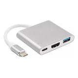 Adaptador Vídeo Tipo-c P/ Hdmi + Usb 3.0 + Tipo C 4k Macbook