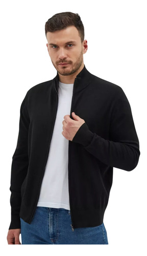 Casaco Masculino Com Zíper Suéter Tricot Blusa De Frio