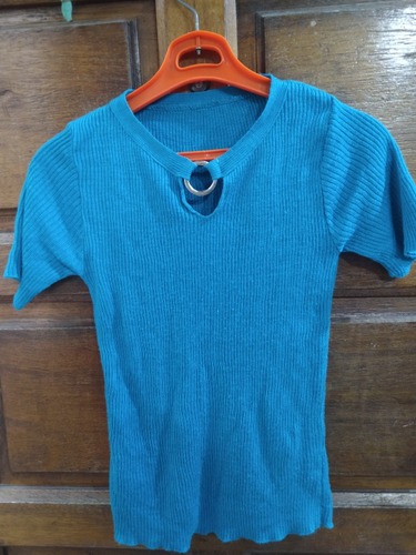 Remera Tejida Turquesa Retro Vintage 