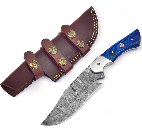 Cuchillo Grace Knives De Acero Damasco, 24 Cm, Con Funda