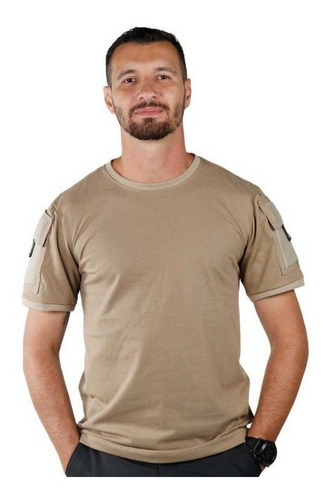 Camiseta T-shirt Masculina Ranger Bélica Com Bolso - Coyote