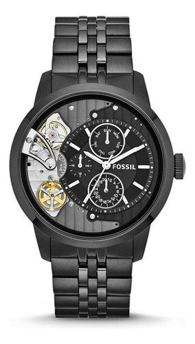 Reloj Fossil Para Hombre, Me1136/1pn, Color Original De La Correa, Bisel Negro, Color De Fondo Negro