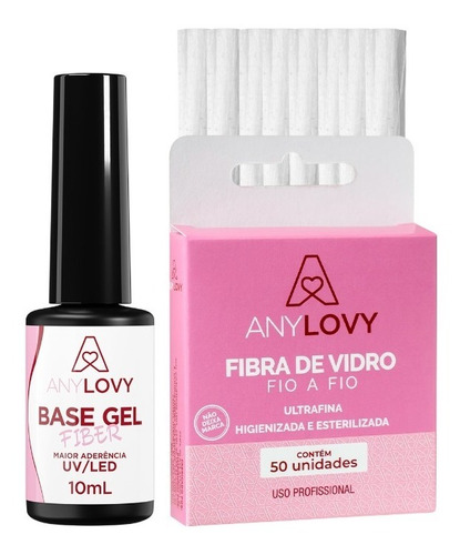 Kit Base Gel 10ml + Fibra De Vidro Fio A Fio