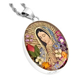 Collar Virgen María Colgante Señora De Guadalupe Plata De Le