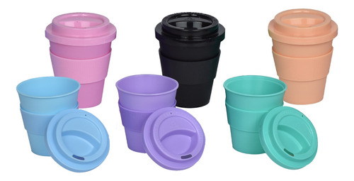 Vaso Térmico Taza Tapa A Rosca Banda Silicona Cafe X 10 U. 