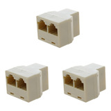 Extensor Y Acoplador De Cable De Red De 3 Vías Rj45, 3 Conec